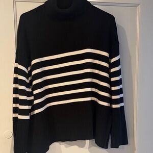 GAP Black and White Striped Cowl Neck Sweater